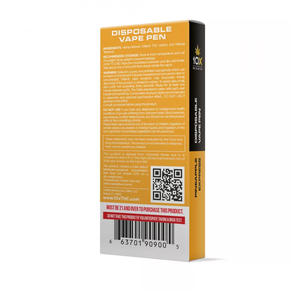 Pineapple Express Delta 8 THC Vape Pen - Disposable - 10X - 920mg - Image 3